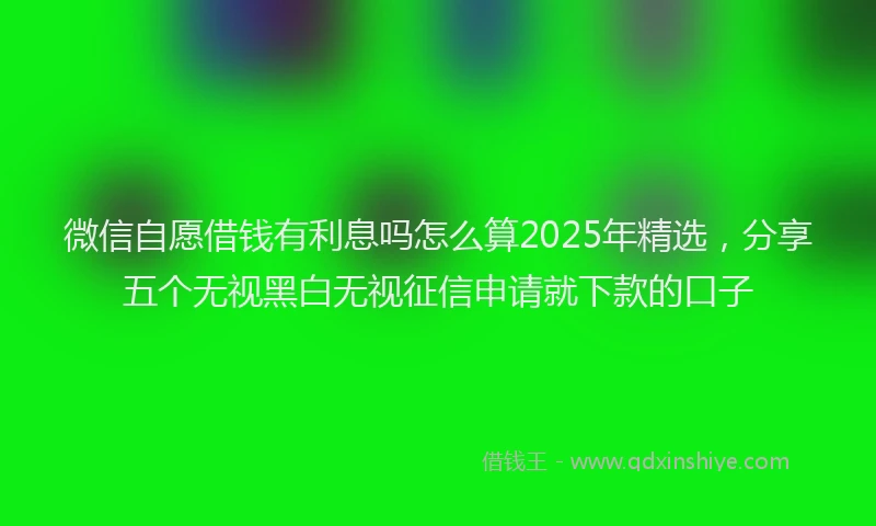 微信自愿借钱有利息吗怎么算2025年精选，分享五个无视黑白无视征信申请就下款的口子