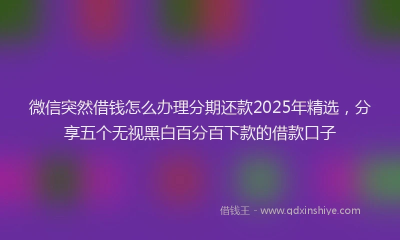 微信突然借钱怎么办理分期还款2025年精选，分享五个无视黑白百分百下款的借款口子