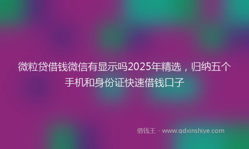 微粒贷借钱微信有显示吗2025年精选，归纳五个手机和身份证快速借钱口子