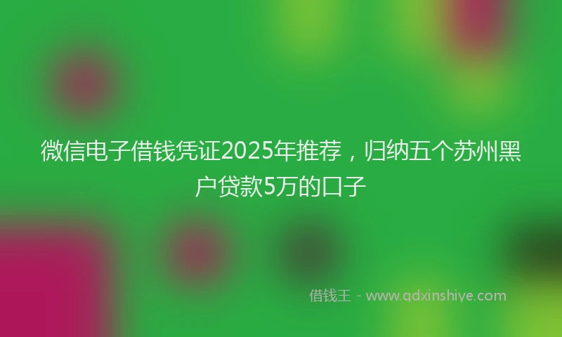 微信电子借钱凭证2025年推荐，归纳五个苏州黑户贷款5万的口子
