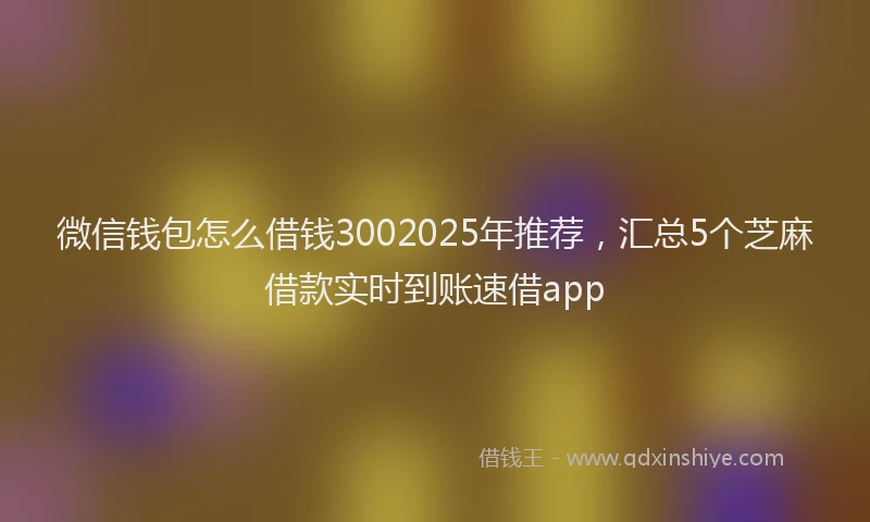微信钱包怎么借钱3002025年推荐，汇总5个芝麻借款实时到账速借app