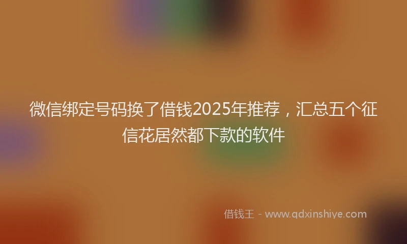 微信绑定号码换了借钱2025年推荐，汇总五个征信花居然都下款的软件
