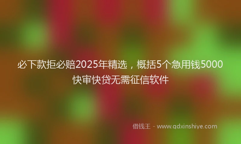 必下款拒必赔2025年精选，概括5个急用钱5000快审快贷无需征信软件