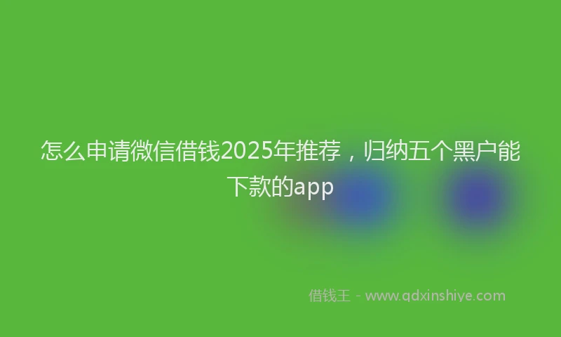 怎么申请微信借钱2025年推荐，归纳五个黑户能下款的app