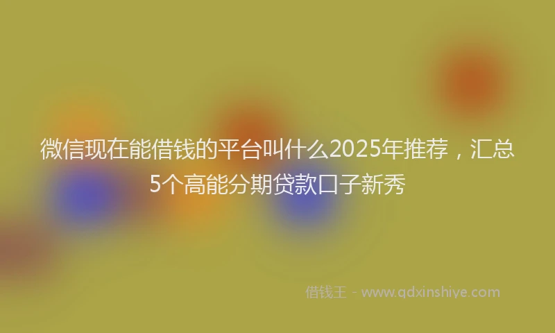 微信现在能借钱的平台叫什么2025年推荐，汇总5个高能分期贷款口子新秀