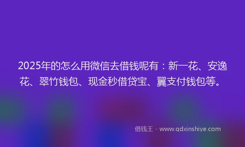 2025年的怎么用微信去借钱呢有：新一花、安逸花、翠竹钱包、现金秒借贷宝、翼支付钱包等。