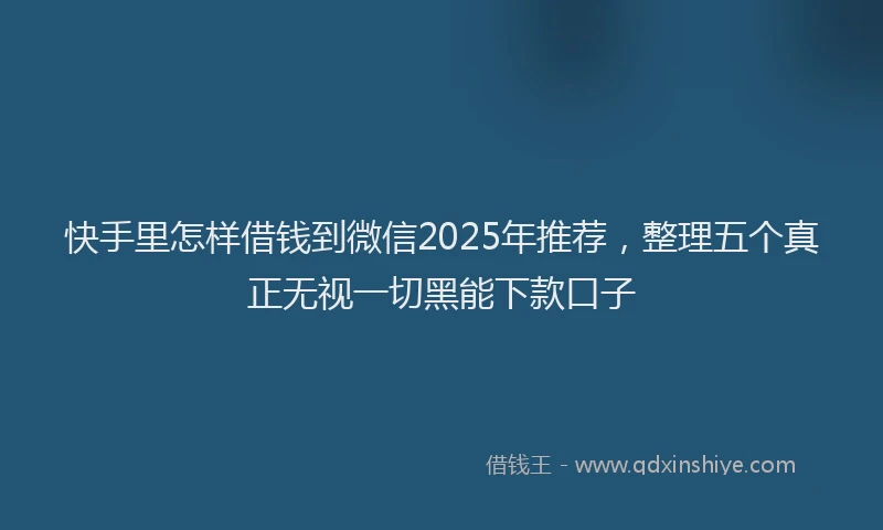 快手里怎样借钱到微信2025年推荐，整理五个真正无视一切黑能下款口子