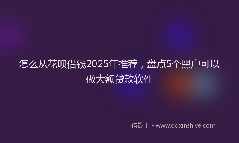 怎么从花呗借钱2025年推荐，盘点5个黑户可以做大额贷款软件