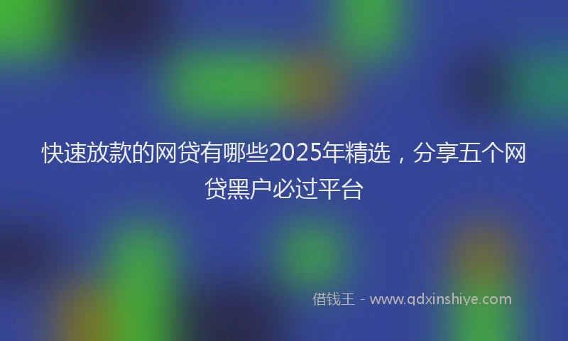 快速放款的网贷有哪些2025年精选，分享五个网贷黑户必过平台