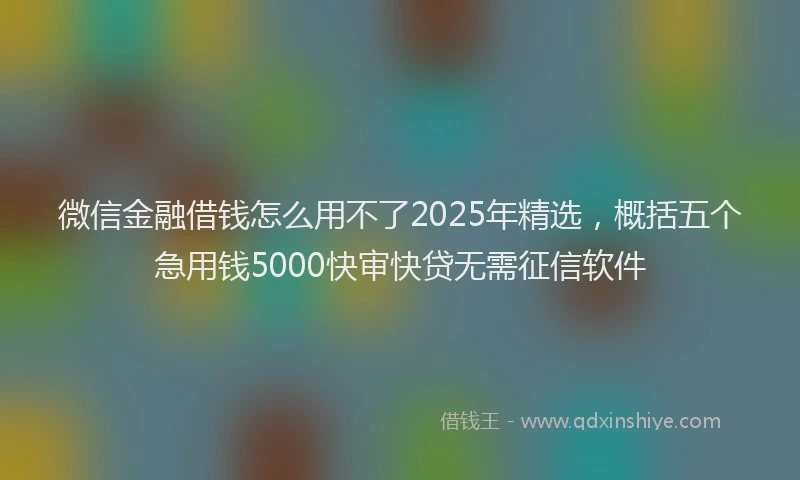 微信金融借钱怎么用不了2025年精选，概括五个急用钱5000快审快贷无需征信软件