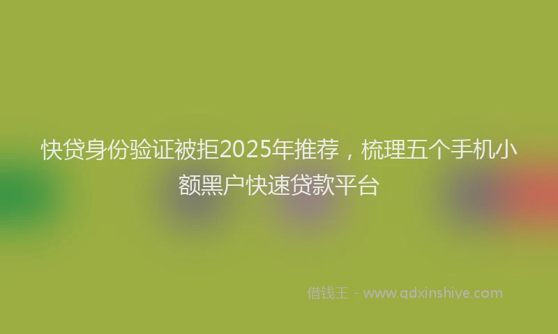 快贷身份验证被拒2025年推荐，梳理五个手机小额黑户快速贷款平台