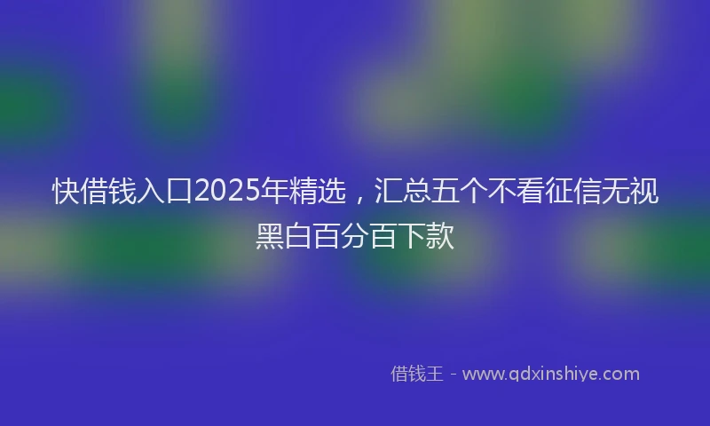 快借钱入口2025年精选，汇总五个不看征信无视黑白百分百下款