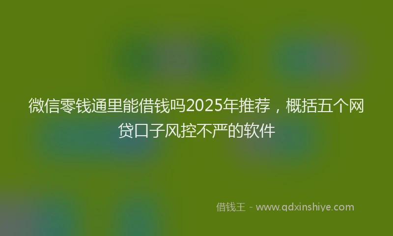 微信零钱通里能借钱吗2025年推荐，概括五个网贷口子风控不严的软件