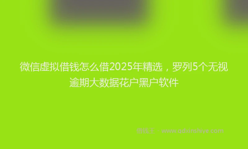 微信虚拟借钱怎么借2025年精选，罗列5个无视逾期大数据花户黑户软件