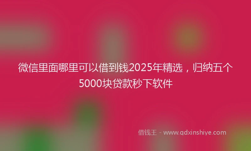 微信里面哪里可以借到钱2025年精选，归纳五个5000块贷款秒下软件