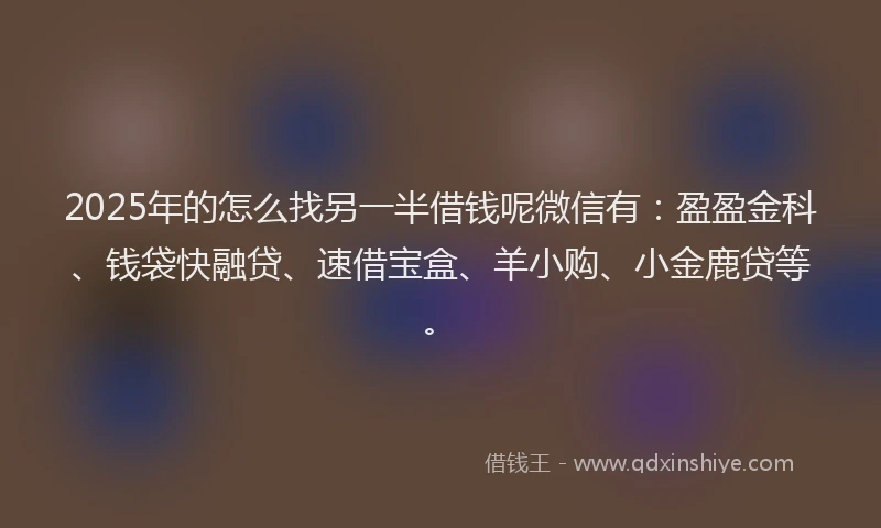 2025年的怎么找另一半借钱呢微信有：盈盈金科、钱袋快融贷、速借宝盒、羊小购、小金鹿贷等。