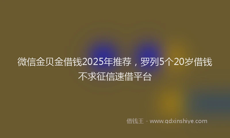 微信金贝金借钱2025年推荐，罗列5个20岁借钱不求征信速借平台