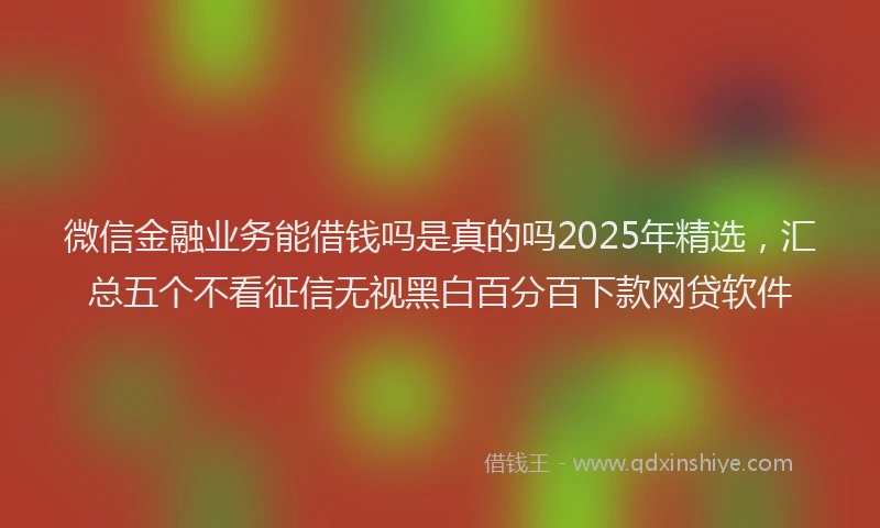 微信金融业务能借钱吗是真的吗2025年精选，汇总五个不看征信无视黑白百分百下款网贷软件
