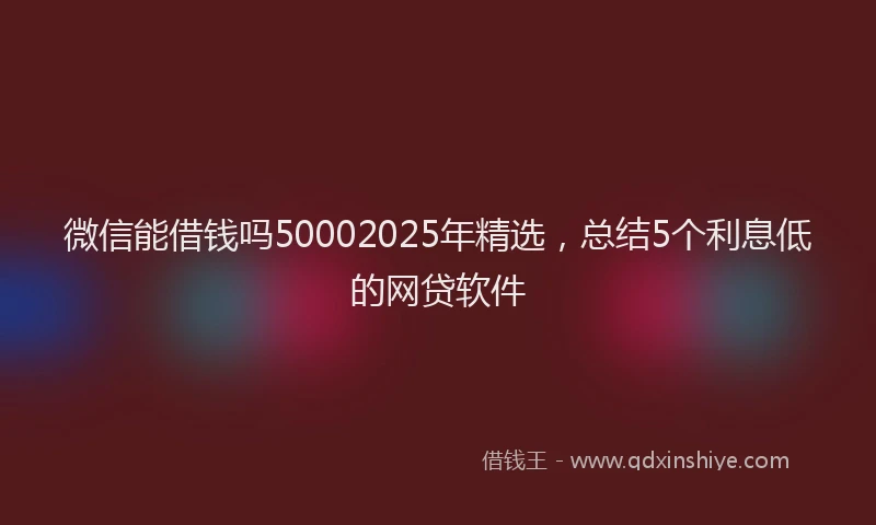 微信能借钱吗50002025年精选，总结5个利息低的网贷软件