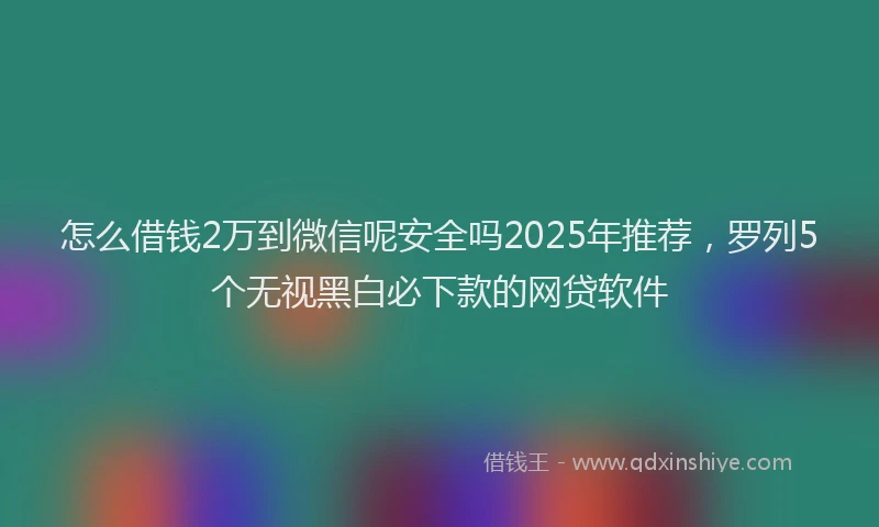 怎么借钱2万到微信呢安全吗2025年推荐，罗列5个无视黑白必下款的网贷软件