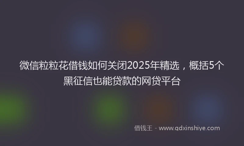 微信粒粒花借钱如何关闭2025年精选，概括5个黑征信也能贷款的网贷平台
