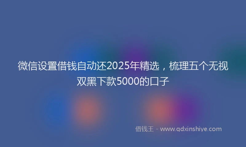 微信设置借钱自动还2025年精选，梳理五个无视双黑下款5000的口子