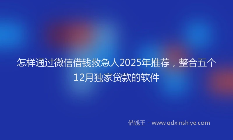 怎样通过微信借钱救急人2025年推荐，整合五个12月独家贷款的软件