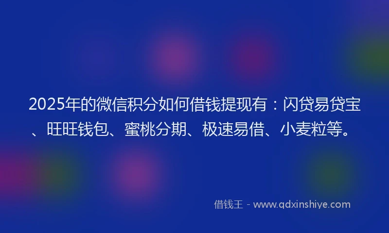 2025年的微信积分如何借钱提现有：闪贷易贷宝、旺旺钱包、蜜桃分期、极速易借、小麦粒等。