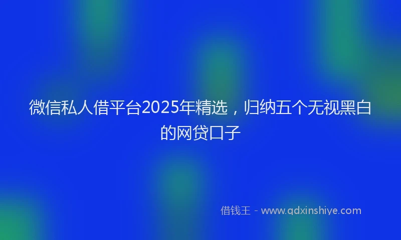 微信私人借平台2025年精选，归纳五个无视黑白的网贷口子