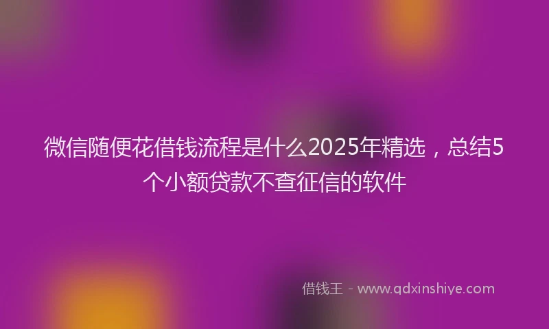 微信随便花借钱流程是什么2025年精选，总结5个小额贷款不查征信的软件