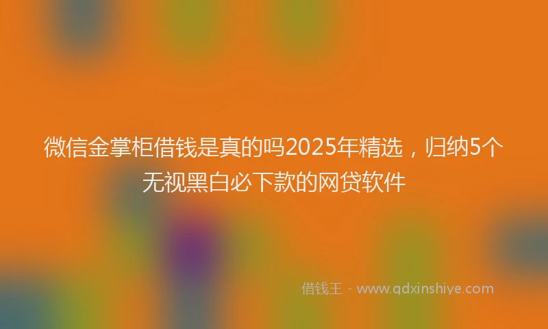 微信金掌柜借钱是真的吗2025年精选，归纳5个无视黑白必下款的网贷软件