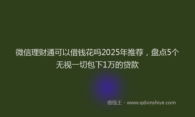 微信理财通可以借钱花吗2025年推荐，盘点5个无视一切包下1万的贷款