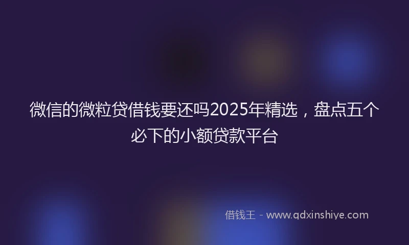 微信的微粒贷借钱要还吗2025年精选，盘点五个必下的小额贷款平台