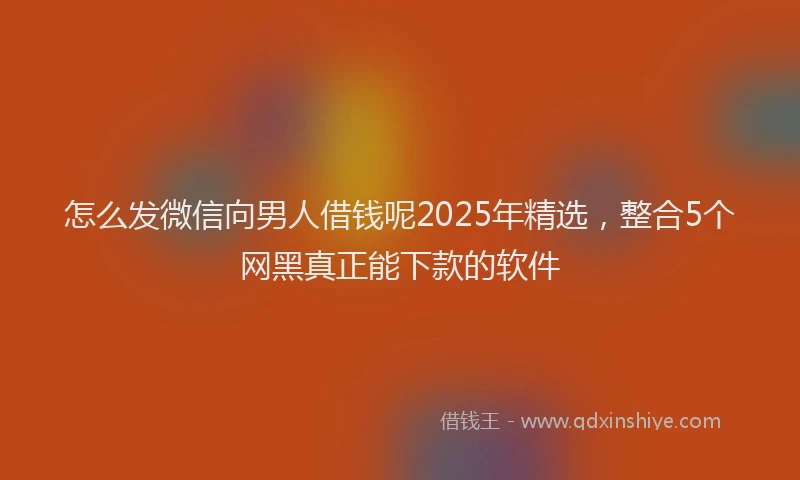 怎么发微信向男人借钱呢2025年精选，整合5个网黑真正能下款的软件