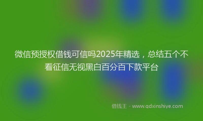 微信预授权借钱可信吗2025年精选，总结五个不看征信无视黑白百分百下款平台