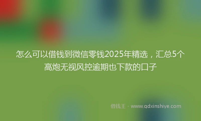 怎么可以借钱到微信零钱2025年精选，汇总5个高炮无视风控逾期也下款的口子