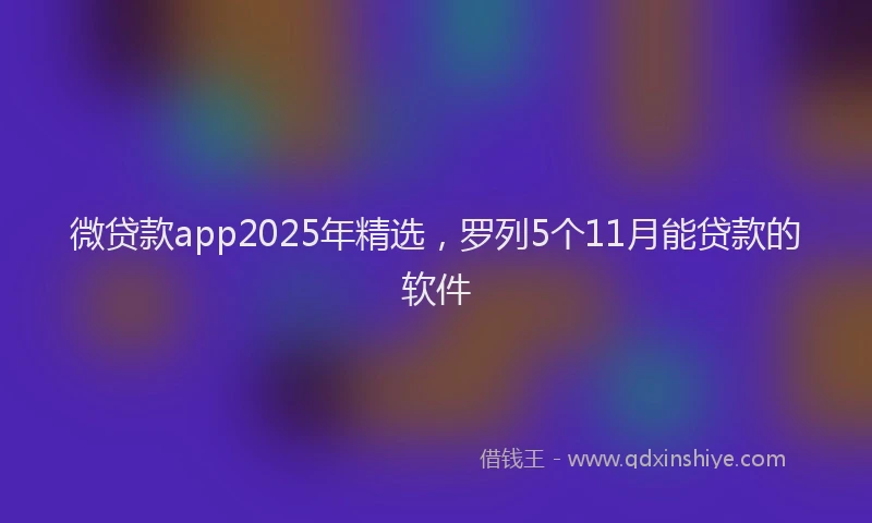 微贷款app2025年精选，罗列5个11月能贷款的软件