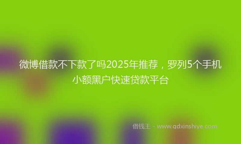 微博借款不下款了吗2025年推荐，罗列5个手机小额黑户快速贷款平台
