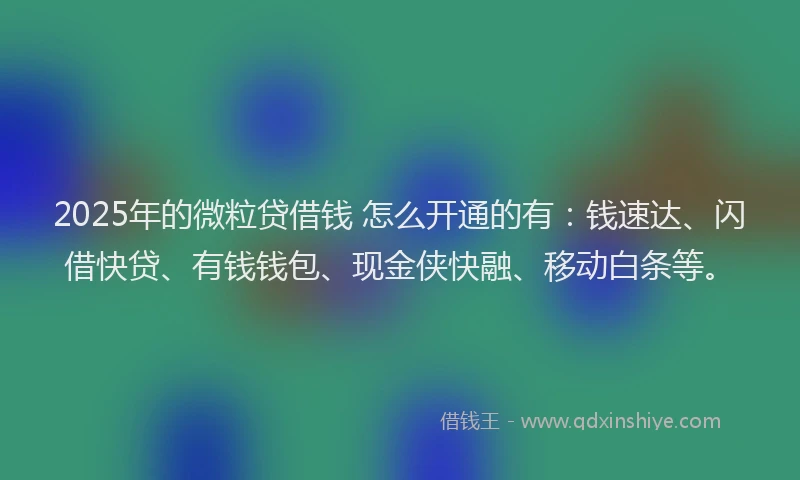 2025年的微粒贷借钱 怎么开通的有：钱速达、闪借快贷、有钱钱包、现金侠快融、移动白条等。