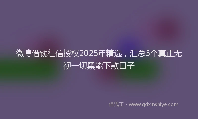 微博借钱征信授权2025年精选，汇总5个真正无视一切黑能下款口子