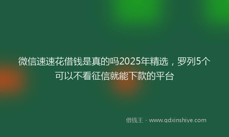 微信速速花借钱是真的吗2025年精选，罗列5个可以不看征信就能下款的平台