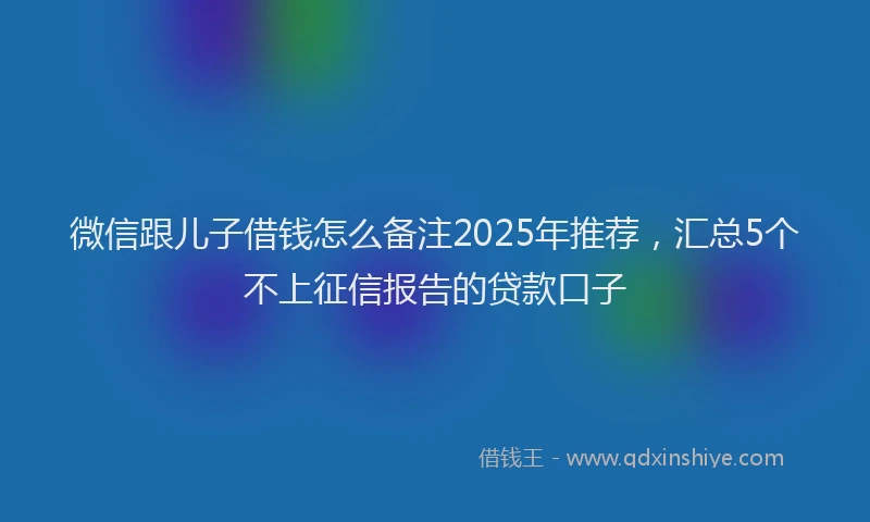 微信跟儿子借钱怎么备注2025年推荐，汇总5个不上征信报告的贷款口子