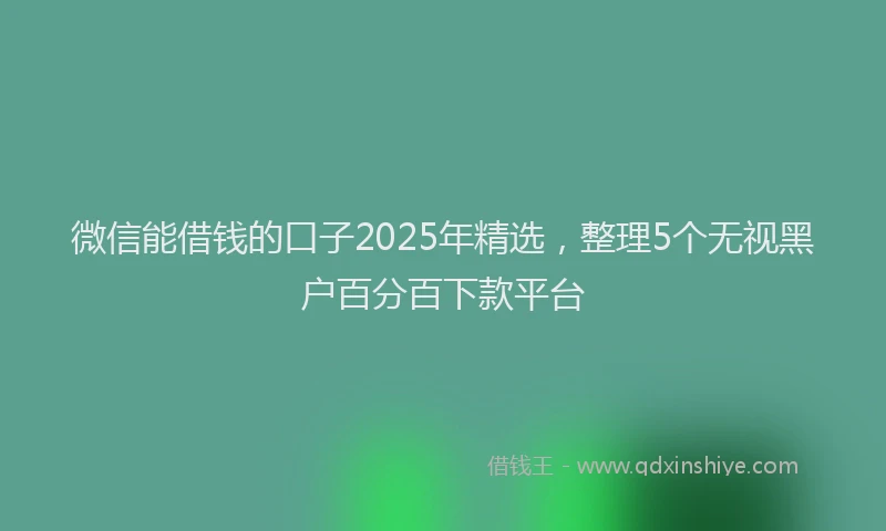 微信能借钱的口子2025年精选，整理5个无视黑户百分百下款平台
