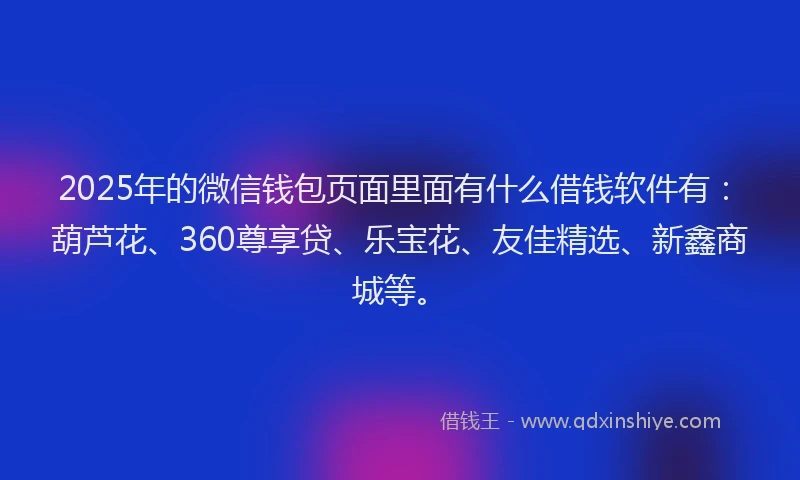 2025年的微信钱包页面里面有什么借钱软件有：葫芦花、360尊享贷、乐宝花、友佳精选、新鑫商城等。
