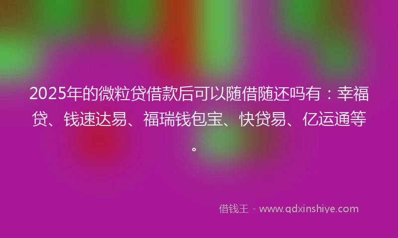 2025年的微粒贷借款后可以随借随还吗有：幸福贷、钱速达易、福瑞钱包宝、快贷易、亿运通等。