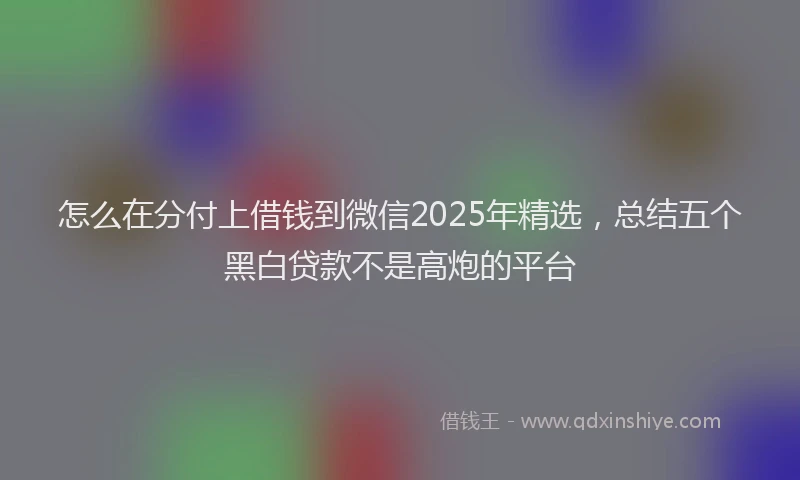 怎么在分付上借钱到微信2025年精选，总结五个黑白贷款不是高炮的平台