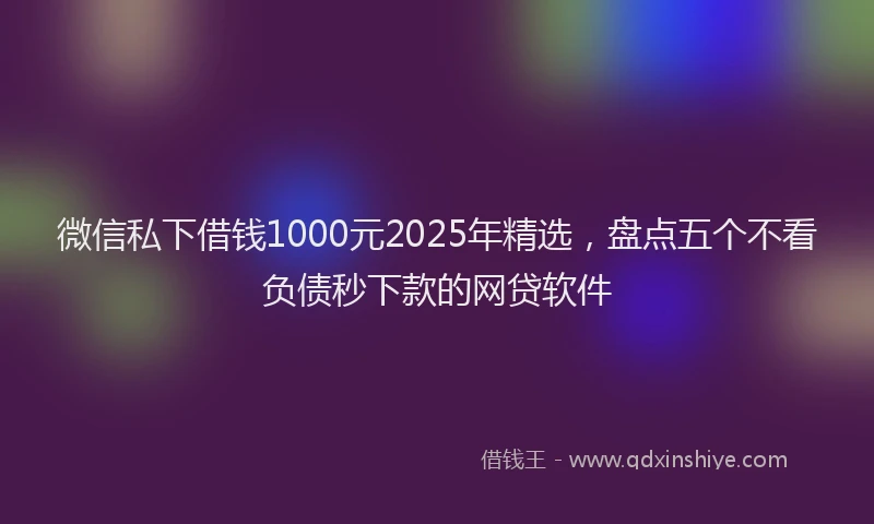 微信私下借钱1000元2025年精选，盘点五个不看负债秒下款的网贷软件