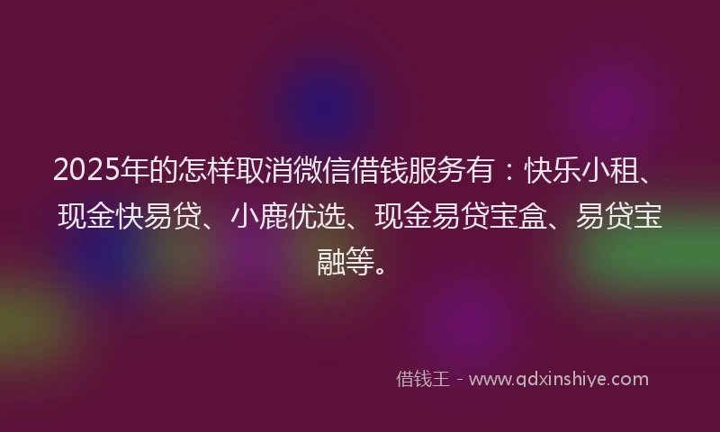 2025年的怎样取消微信借钱服务有：快乐小租、现金快易贷、小鹿优选、现金易贷宝盒、易贷宝融等。