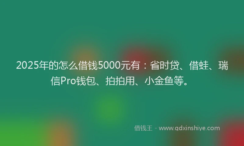 2025年的怎么借钱5000元有：省时贷、借蛙、瑞信Pro钱包、拍拍用、小金鱼等。