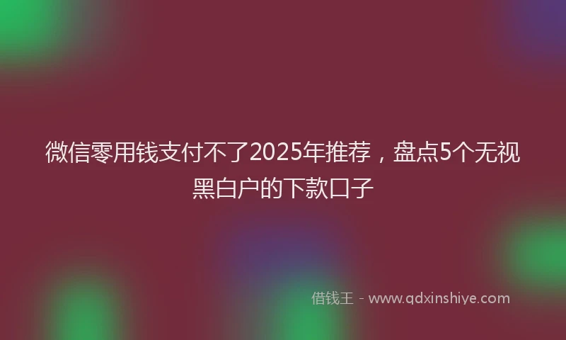 微信零用钱支付不了2025年推荐，盘点5个无视黑白户的下款口子